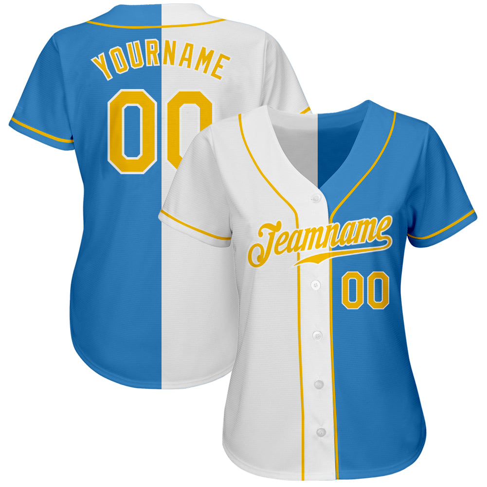 Cheap Custom Powder Blue Yellow-White Authentic Baseball Jersey