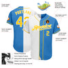 Custom Powder Blue Gold-White Authentic Split Fashion Baseball Jersey