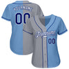 Custom Light Blue Royal-Gray Authentic Split Fashion Baseball Jersey