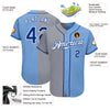 Custom Light Blue Royal-Gray Authentic Split Fashion Baseball Jersey