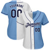 Custom Light Blue Navy-White Authentic Split Fashion Baseball Jersey