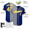 Custom Royal Gold-Gray Authentic Split Fashion Baseball Jersey