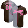 Custom Brown Pink-Gray Authentic Split Fashion Baseball Jersey