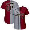 Custom Crimson Black-Gray Authentic Split Fashion Baseball Jersey