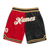 Custom Red White-Black Authentic Throwback Split Fashion Basketball Shorts