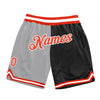 Custom Gray Orange-Black Authentic Throwback Split Fashion Basketball Shorts