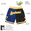 Custom Royal Gold-Black Authentic Throwback Split Fashion Basketball Shorts