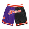 Custom Purple Orange-Black Authentic Throwback Split Fashion Basketball Shorts