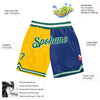 Custom Gold Kelly Green-Royal Authentic Throwback Split Fashion Basketball Shorts