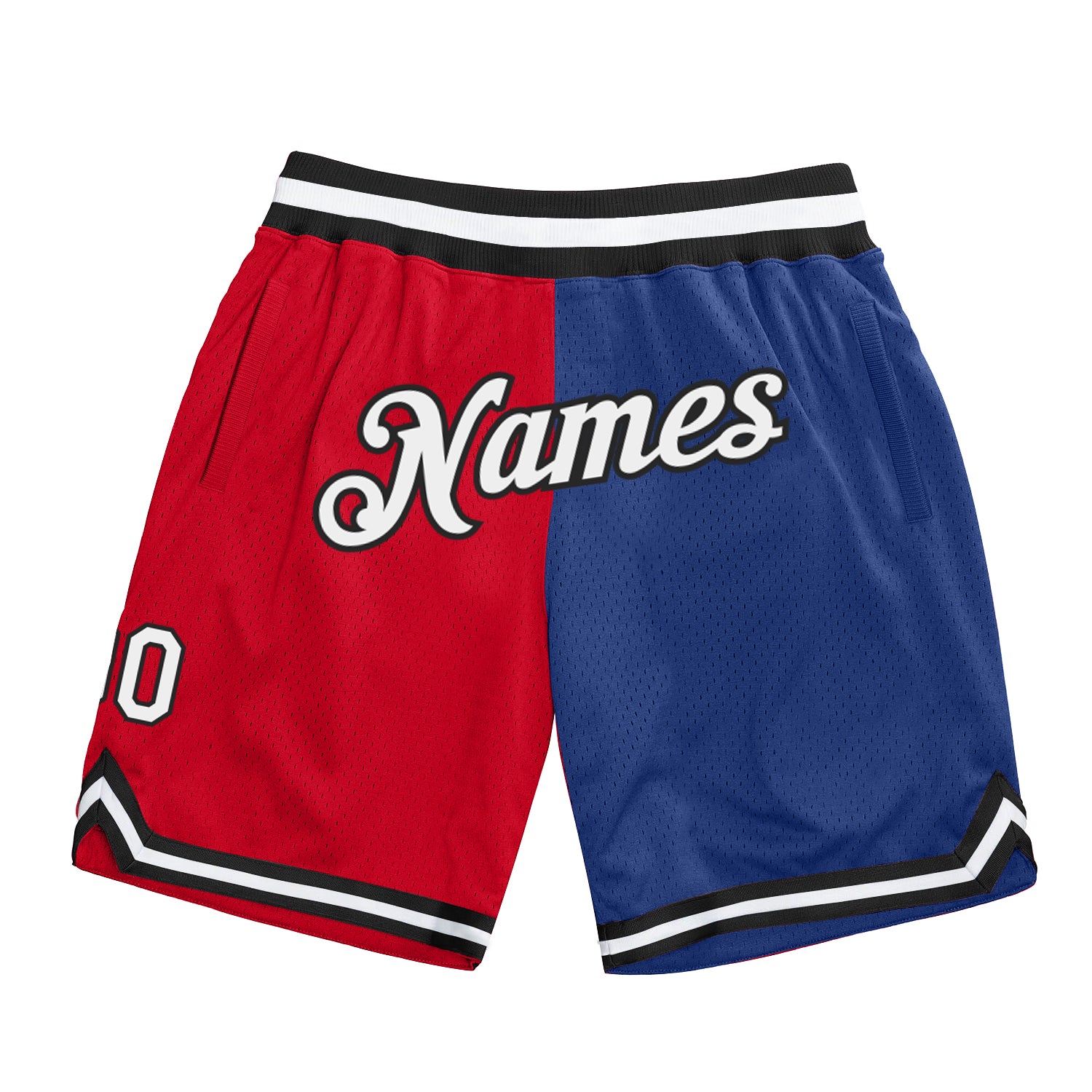 Custom Red White-Royal Authentic Throwback Split Fashion Basketball Shorts