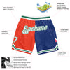 Custom Orange White-Royal Authentic Throwback Split Fashion Basketball Shorts