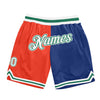 Custom Orange White-Royal Authentic Throwback Split Fashion Basketball Shorts