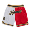 Custom White Black-Red Authentic Throwback Split Fashion Basketball Shorts