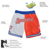 Custom White Orange-Royal Authentic Throwback Split Fashion Basketball Shorts