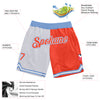 Custom White Orange-Light Blue Authentic Throwback Split Fashion Basketball Shorts