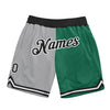 Custom Gray Black-Kelly Green Authentic Throwback Split Fashion Basketball Shorts