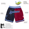 Custom Navy Royal-Maroon Authentic Throwback Split Fashion Basketball Shorts