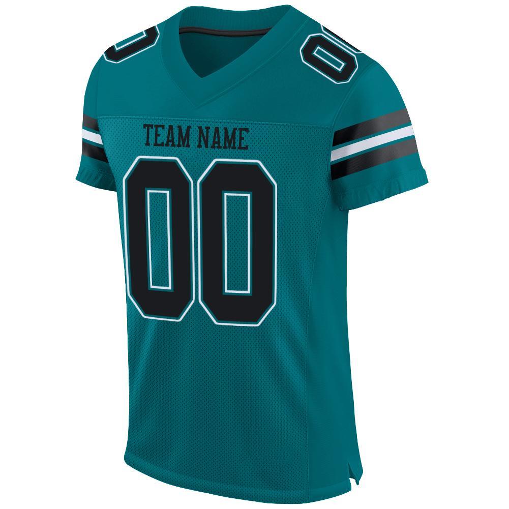 Custom Teal Orange-White Mesh Authentic Football Jersey Discount