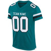 Custom Teal White-Black Mesh Authentic Football Jersey