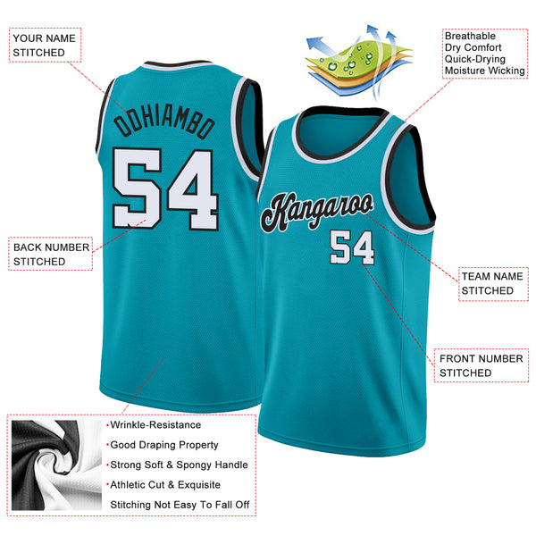 Custom Team Black Basketball Teal Rib-Knit Jersey Red