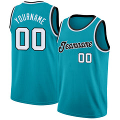 Custom Team Black Basketball Teal Rib-Knit Jersey Red