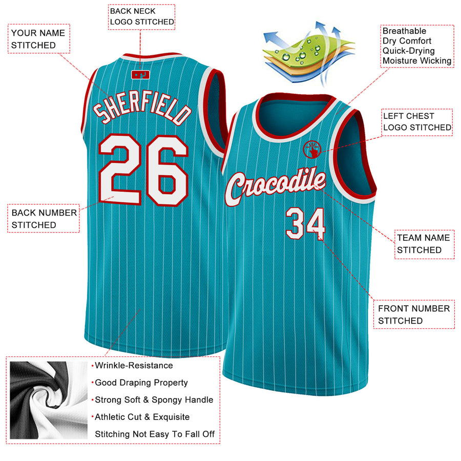 Custom Teal White Round Neck Suit Basketball Jersey