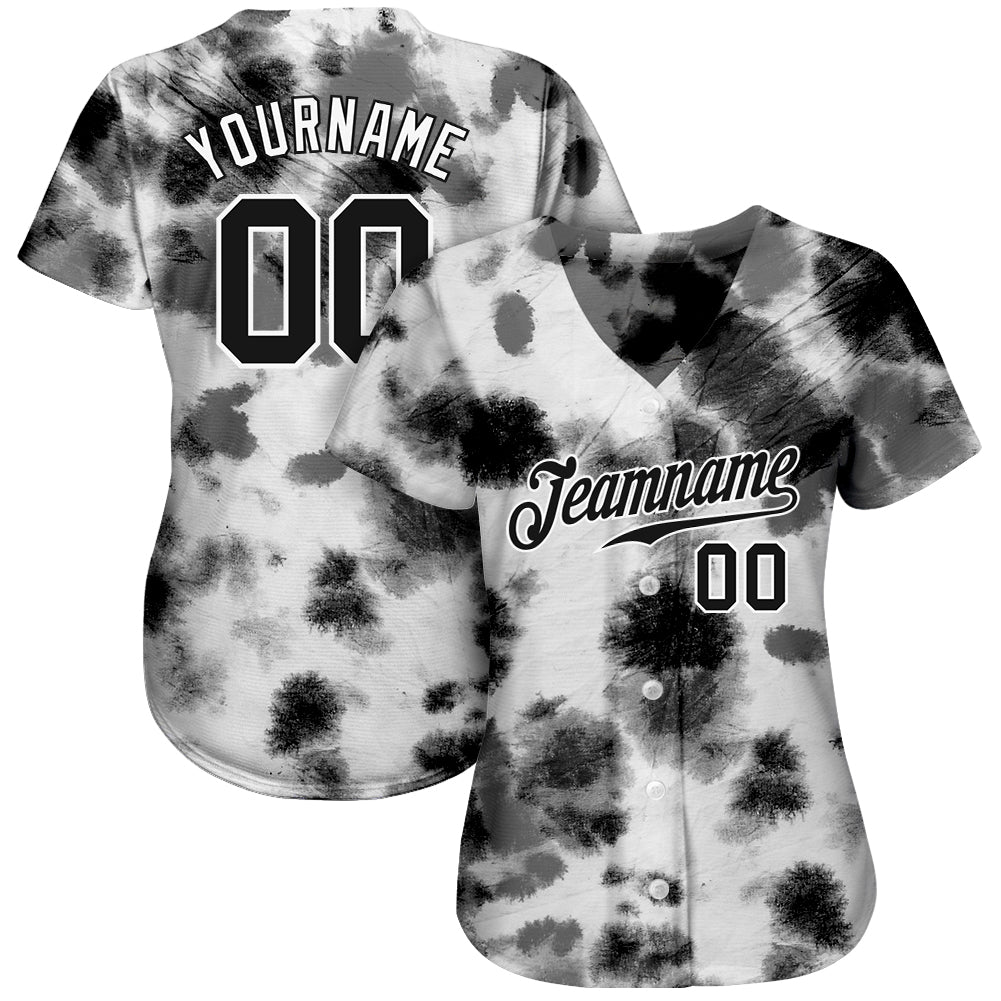 Custom Tie Dye White-Royal 3D American Flag Authentic Baseball Jersey