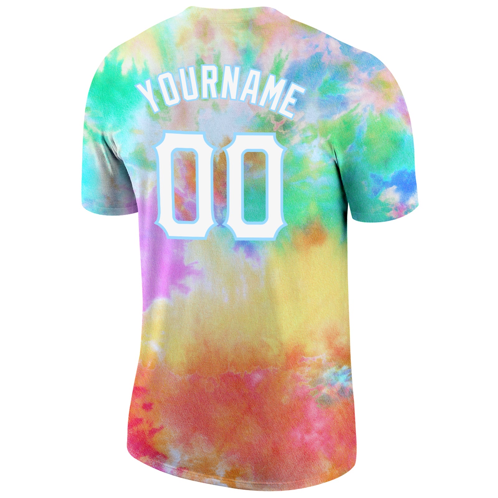 Custom Tie Dye White-Light Blue 3D Performance T-Shirt