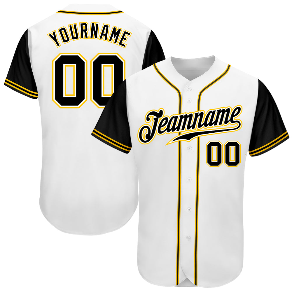 Custom Gold Black-White Authentic Baseball Jersey – FanCustom