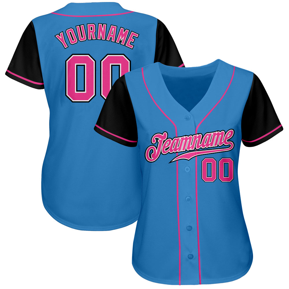 Custom Drift Fashion Baseball Jersey Black Pink-Light Blue Authentic -  FansIdea