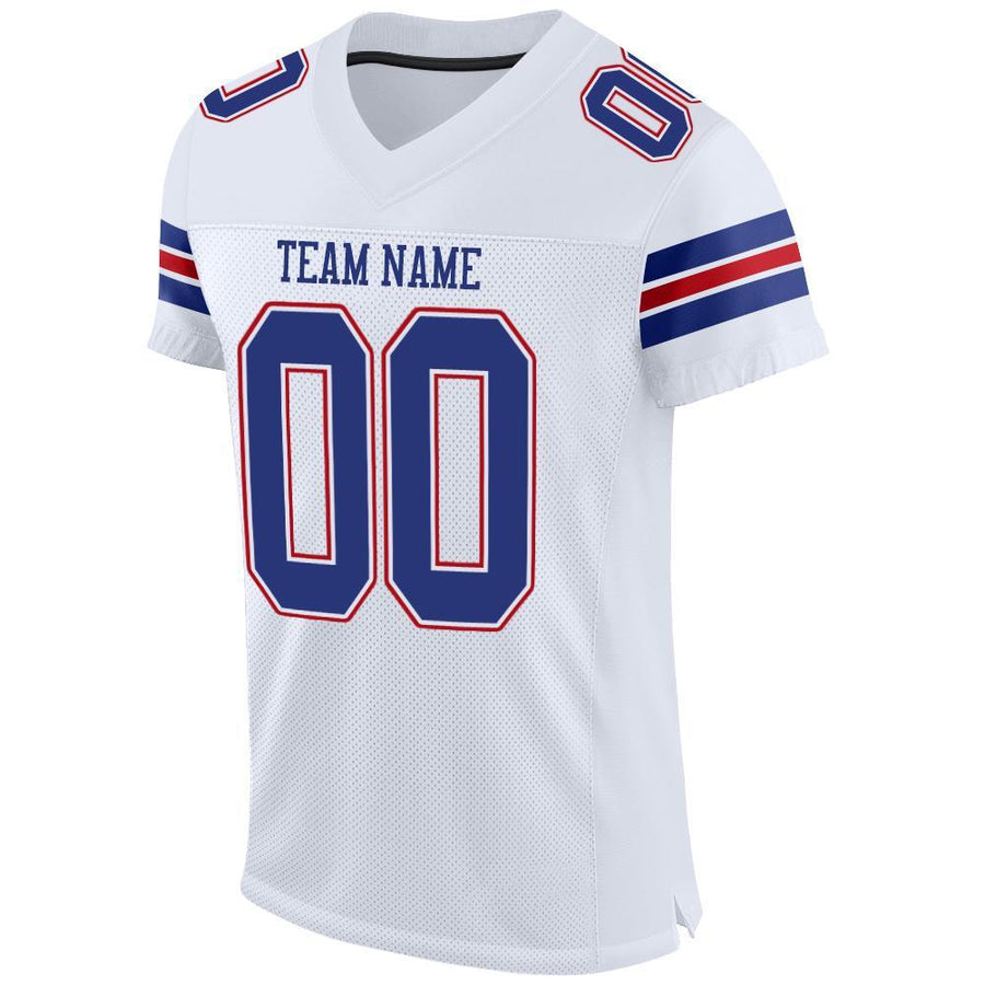 Custom White Royal-Red Mesh Authentic Football Jersey