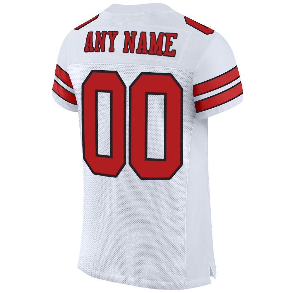 Custom White Scarlet-Black Mesh Authentic Football Jersey