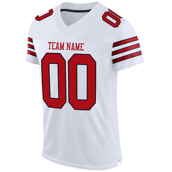 Custom Light Gray Red-Black Mesh Authentic Football Jersey Discount