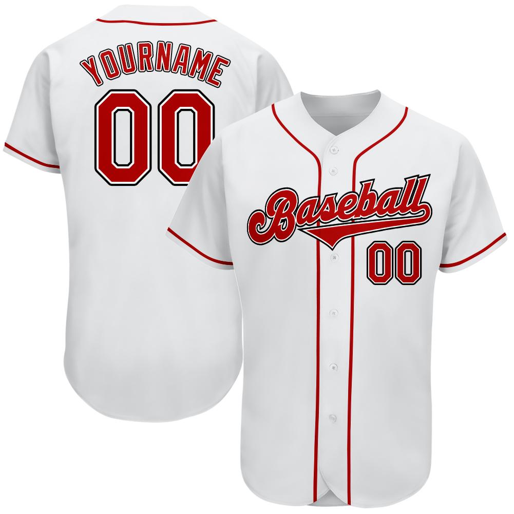 Cheap Custom White Red-Black Authentic Two Tone Baseball Jersey