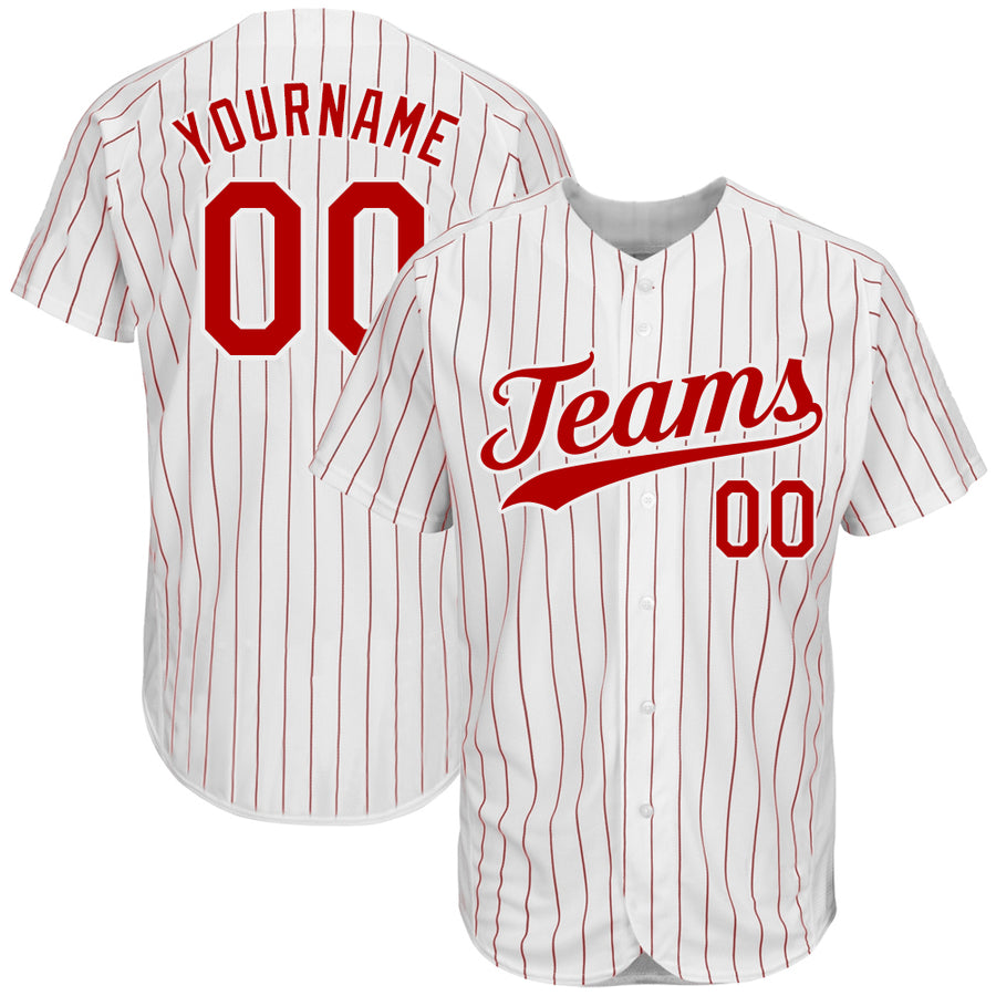 Custom White Navy Pinstripe Navy-Orange Authentic Baseball Jersey