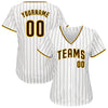 Custom White Brown Pinstripe Brown-Gold Authentic Baseball Jersey