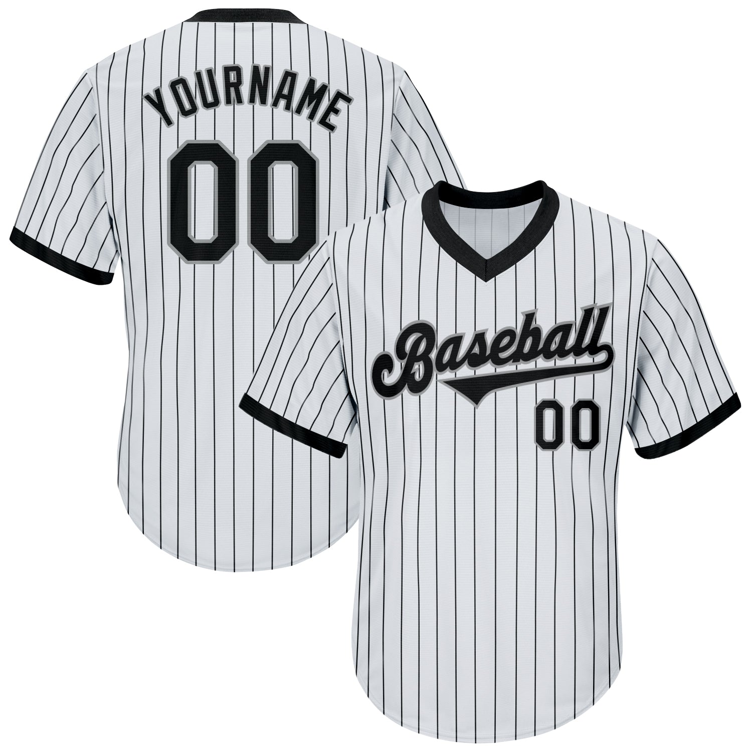 Custom Baseball Jersey Black White-Gray