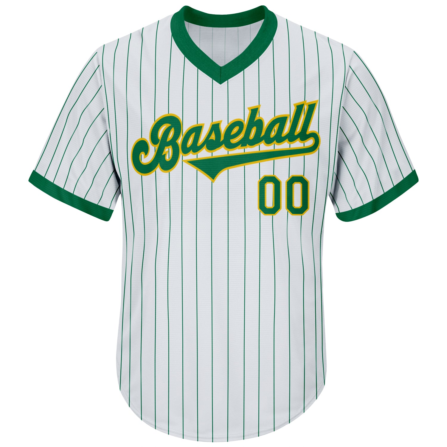 White Green Custom V-Neck Baseball Softball Jerseys | YoungSpeeds