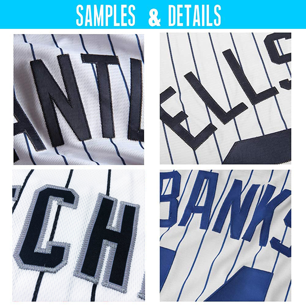 Custom White Royal Pinstripe Royal-Orange Authentic Throwback Rib-Knit Baseball Jersey Shirt