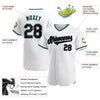 Custom White Black-Teal Authentic Baseball Jersey