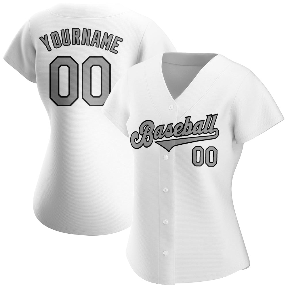 Custom Baseball Jersey Gray Black-White