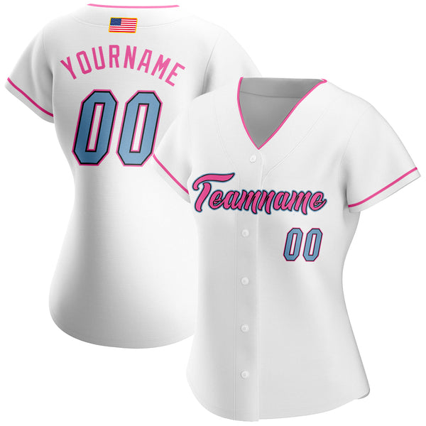 Custom Team Red Baseball Authentic Powder Blue American Flag Fashion Jersey  White