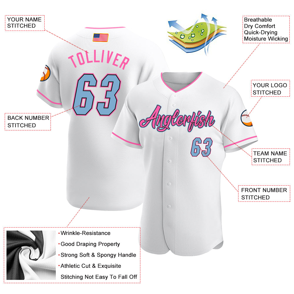 Custom Softball Jersey Pink Light Blue-White Authentic Split Fashion