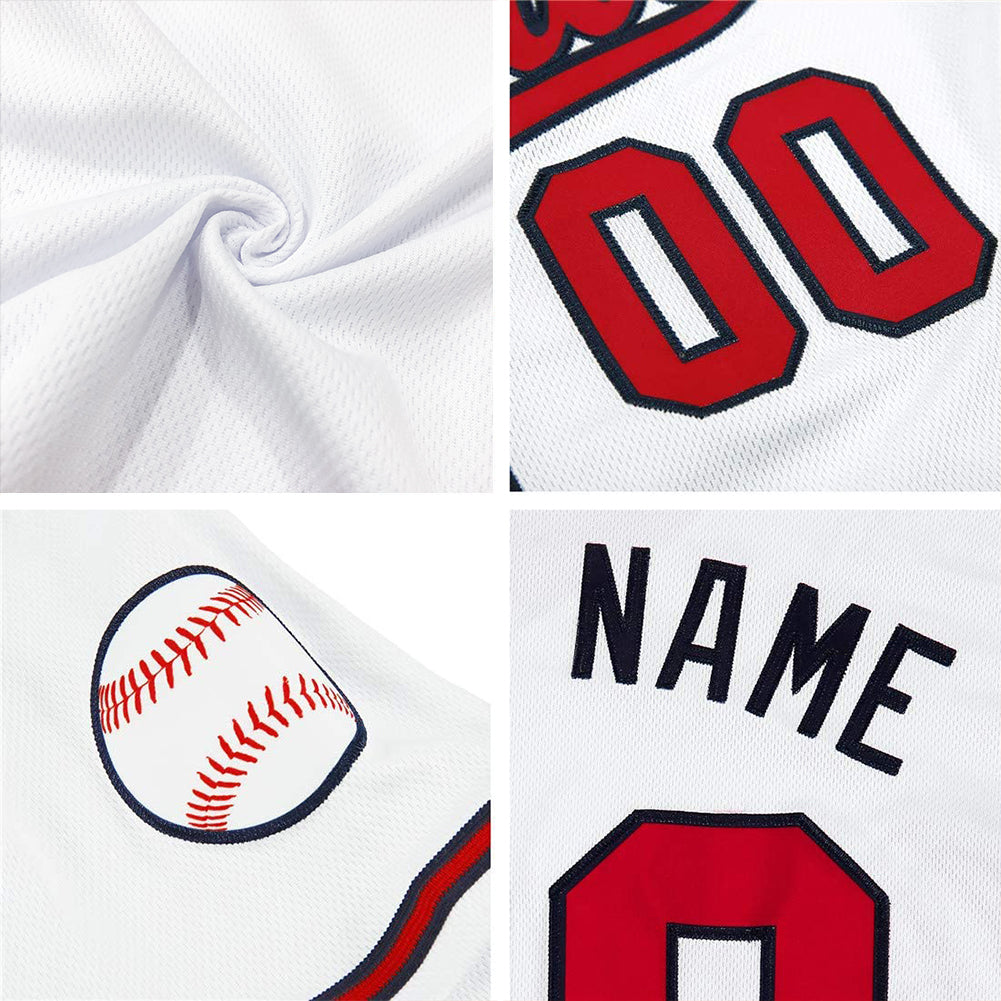 Custom Red Black-White Authentic American Flag Fashion Baseball Jersey Youth Size:S