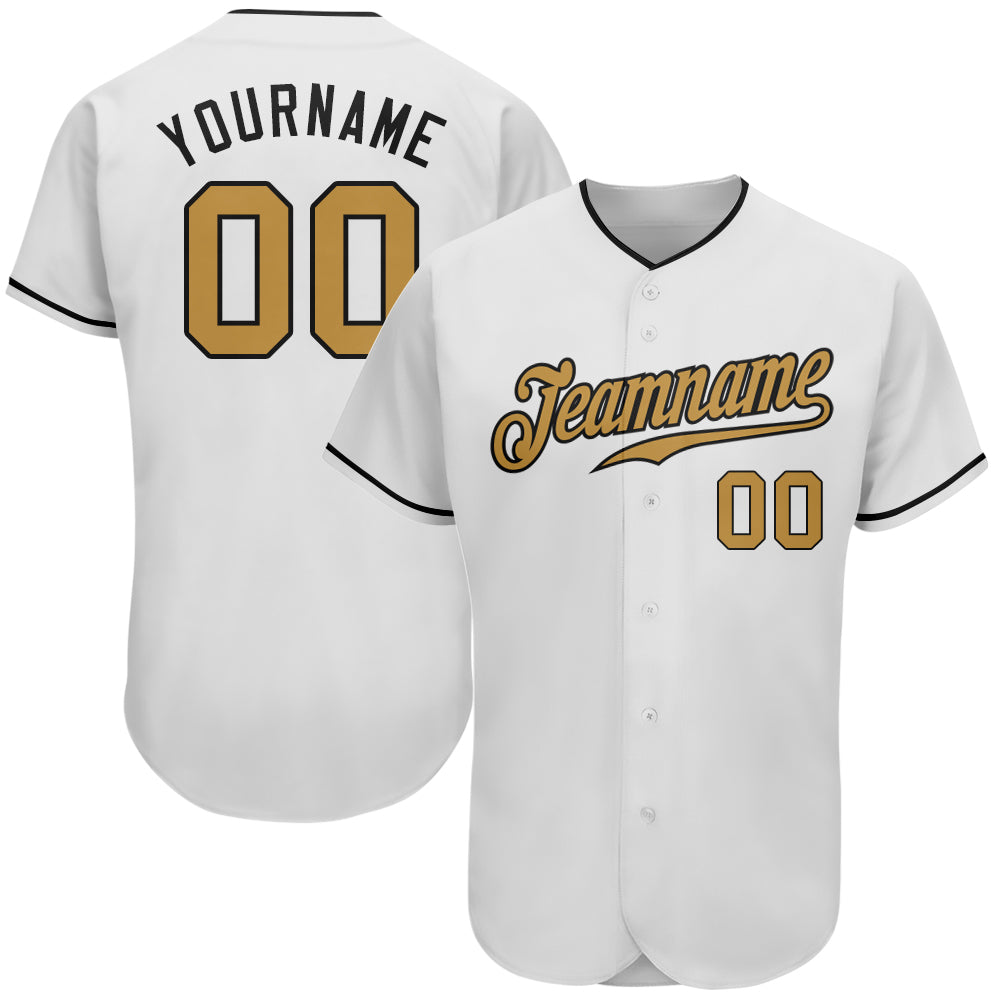 Custom Old Gold Black-White Authentic Baseball Jersey