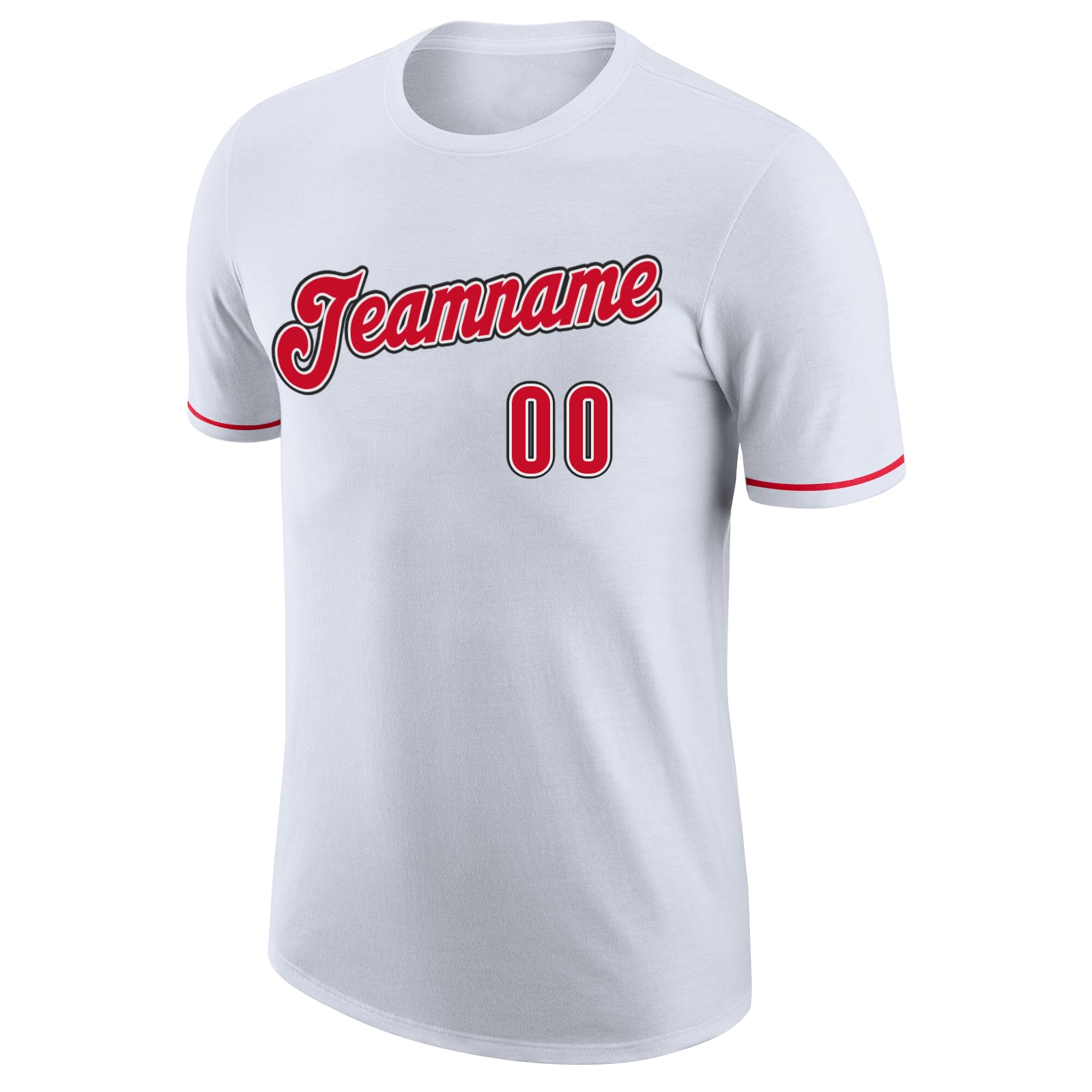 Custom White Red-Black Performance T-Shirt