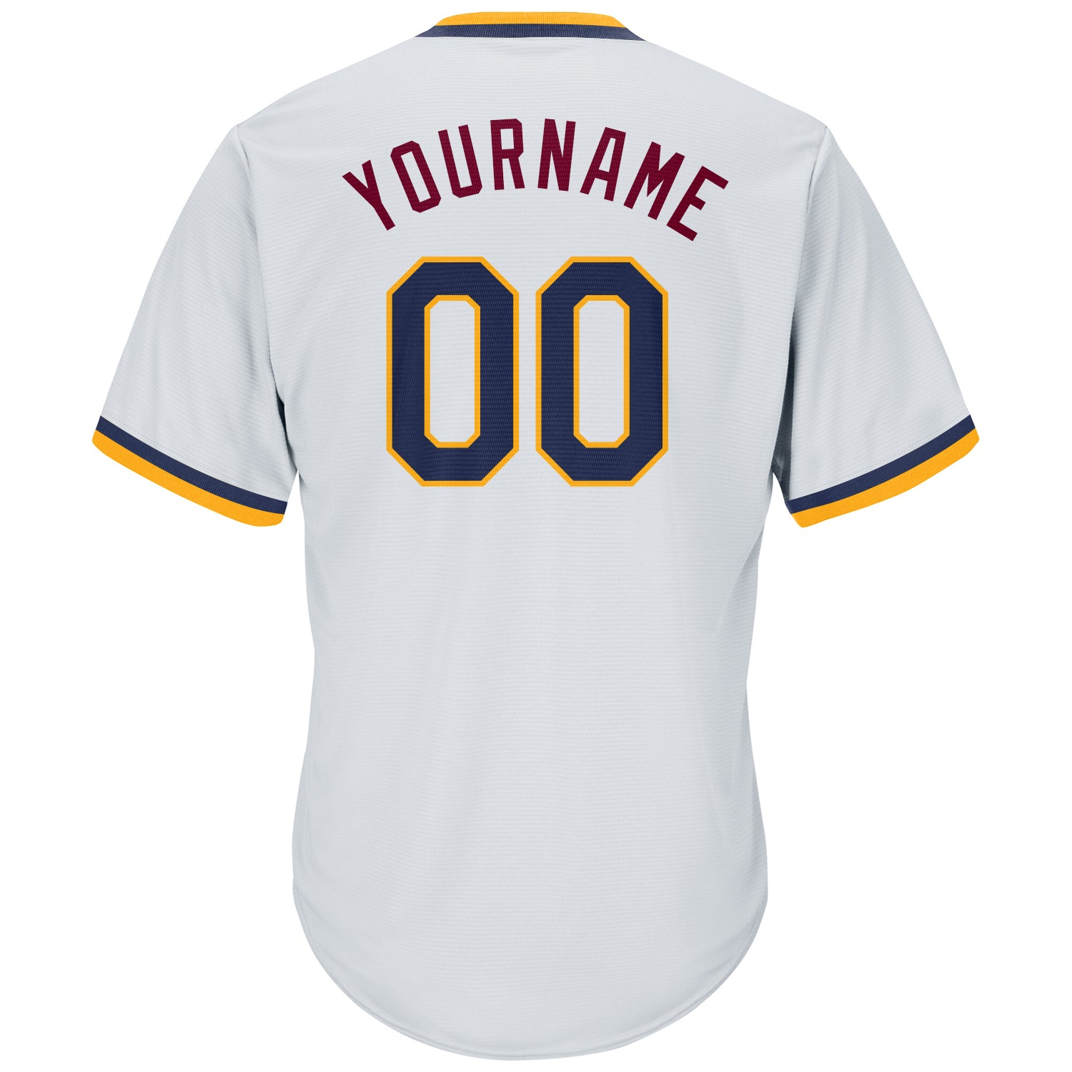 Custom White Navy-Gold Authentic Throwback Rib-Knit Baseball Jersey Shirt