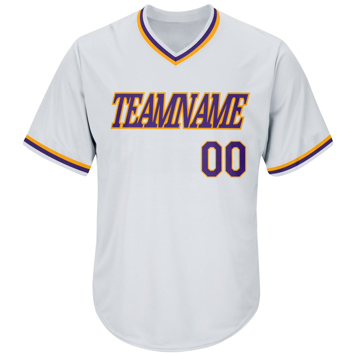 Custom Purple White-Gold Authentic Throwback Rib-Knit Baseball Jersey Shirt