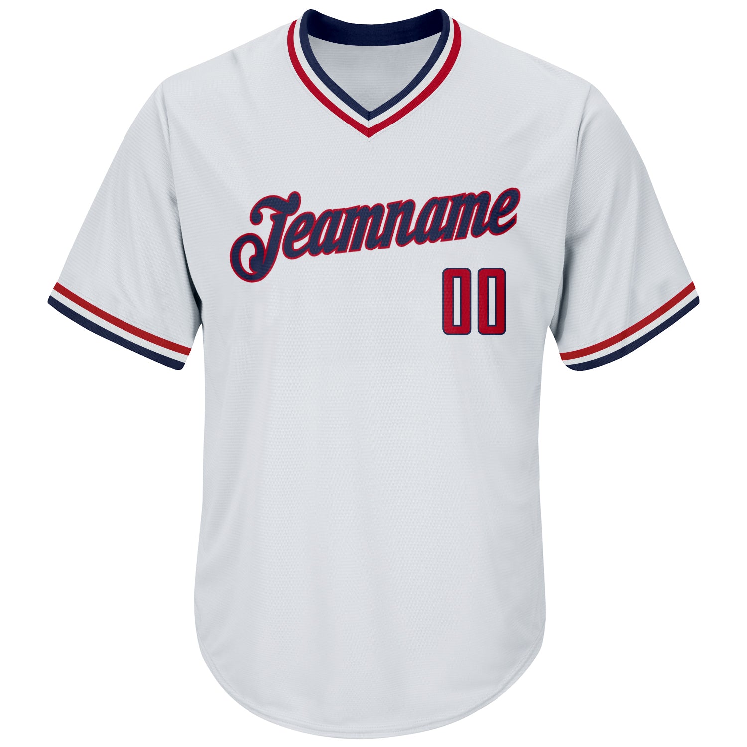 Custom White Red-Navy Authentic Throwback Rib-Knit Baseball Jersey Shirt