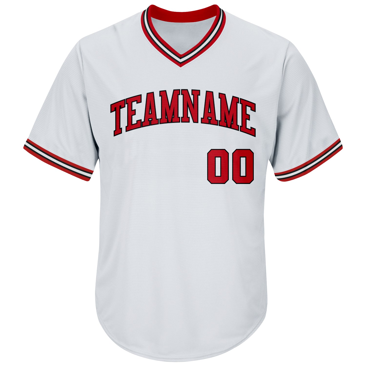 Custom White Red-Black Authentic Throwback Rib-Knit Baseball Jersey Shirt